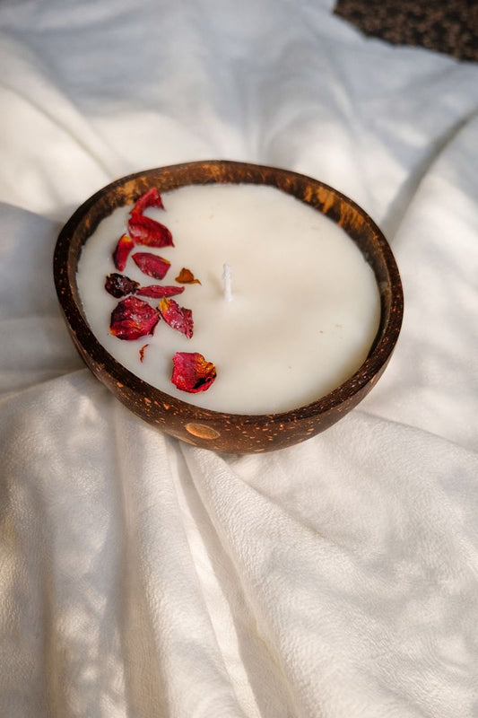 White Soy Wax Coconut Shell Candle